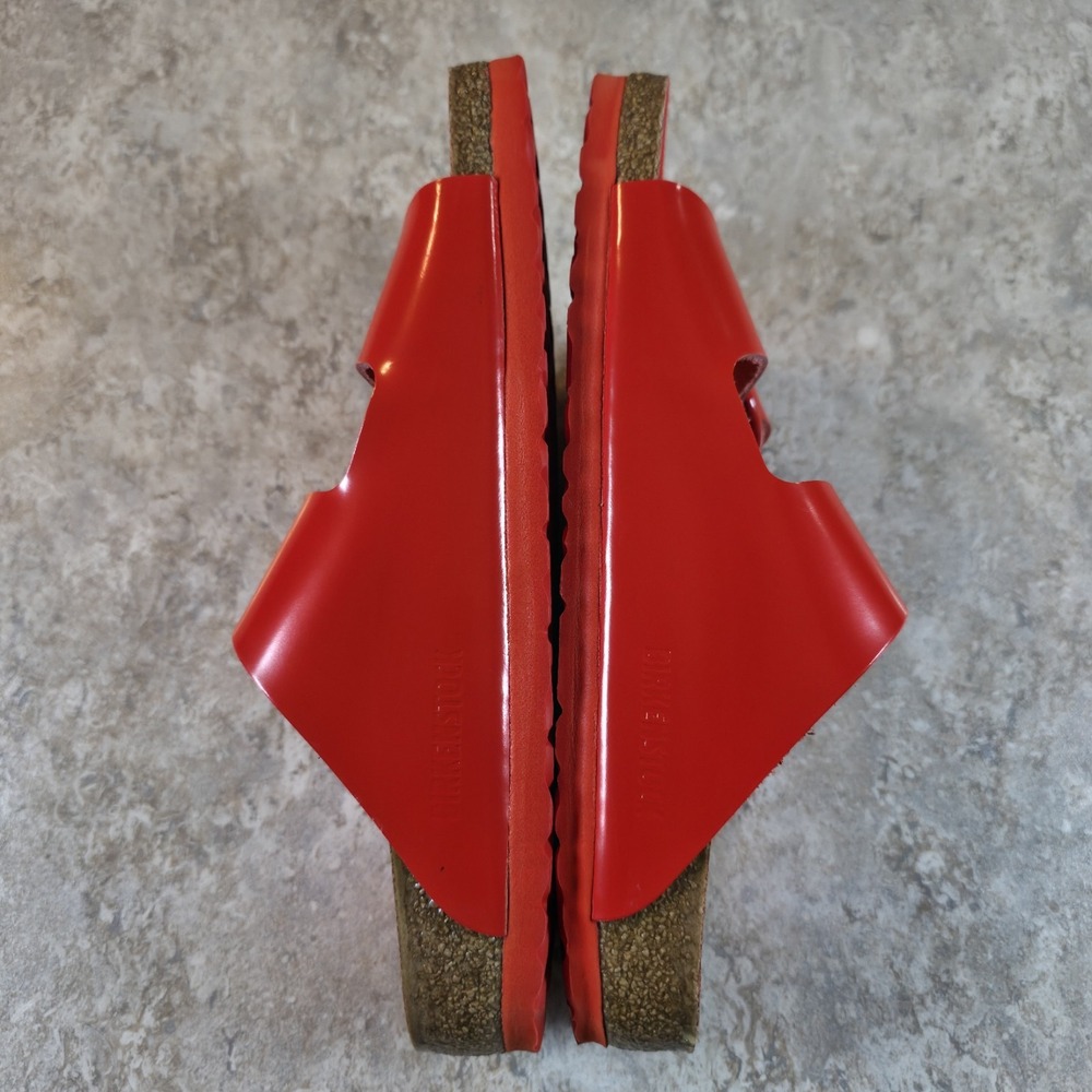 Birkenstock Arizona Big Buckle Gloss Red " Tomato " Patent Leather Womens 8 NEW - Picture 5 of 7
